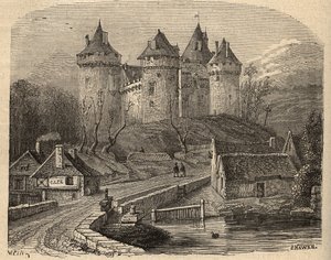 Chateau de Combourg - Ille-et-Vilaine Bretagne - indgravering i "" PATRIE" - PECTUREQUIREQUE BESKRIVELSE AF FRANKRIG I 6 BINDE AF LUCIEN HUARD - slutningen af ​​det 19. århundrede af Unknown artist