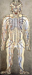 Kinesisk medicin. Strømmene i kroppen, hvor man skal anvende akupunktur. 19. århundrede. af Unknown artist