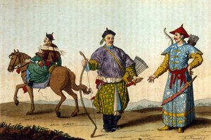 Kinesiske militærmandariner af forskellige epoker - i” Le costume ancien et moderne””” af J. Ferrario, red. Milano af Unknown artist