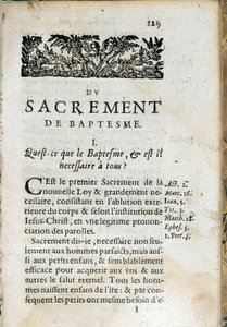 Kristen religion: inderste side af bogen "Den store katekismus". Værk af Pierre Canisius (1600-tallet) af Unknown artist