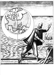 Christopher Columbus - i "Nova Tipus Transacto Navigatio Novi Orbi" af Philoponus Honorius af Unknown artist