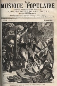 Cimarosa ser sin bil og bagage beslaglagt Domenico Cimarosa (1749-1801), italiensk komponist fra det 18. århundrede. indgravering i "" Popular Music """ berømte ugeavis - 1882 af Unknown artist