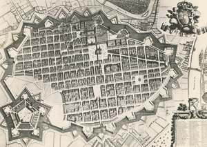 Bykort over Torino med dens citadel af Unknown artist