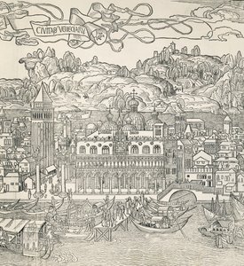 Byen Venedig, Italien, gravering af Unknown artist