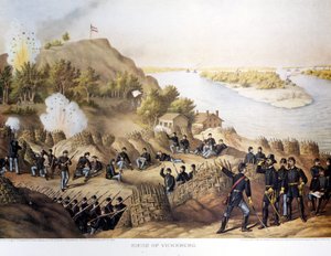 Borgerkrig (1861 - 1865), amerikansk borgerkrig. Belejring af Vicksburg (på grænsen mellem Arkansas og Mississippi), byen blev taget af General Grant (og nordboerne), byen faldt efter fyrre dages belejring (19. maj til 4. juli af Unknown artist