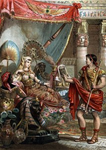 Kleopatra (69-30 f.Kr.) Dronning af Egypten. med Mark Antoine (83-30 f.Kr.) Indgravering af 1881 af Unknown artist