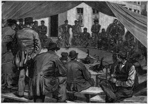 Hanekamp i Belgien i 1888 i "" le journal de la Jeunesse "" de 1888. af Unknown artist