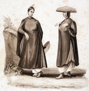 Cohinkinesiske kvinder. Vietnam v. 1850. af Unknown artist