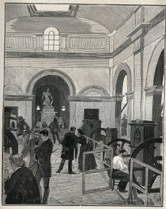 Møntværksted på Monnaie de Paris. Indgravering fra 1885 i "" Les arts et professions illustrés"" af Adolphe BITARD. af Unknown artist