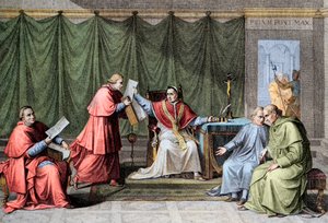 Konkordatet af 1801 - Underskrift af konkordatet mellem Frankrig og den hellige belejring (Saint Siege), af pave Pius VII (Pius) (1742-1823), 15. august af Unknown artist