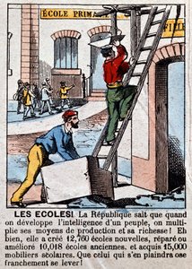 Opførelse af skoler af arbejdere - i "" Le Figaro", marts 1889. af Unknown artist