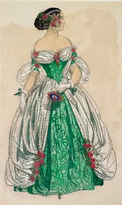 Kostume (lang grøn kjole med hvide sejl), til balletten "Sommerfuglene" af Unknown Artist