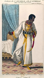 Kostume af komikeren Charles Kemble (1775-1854) i rollen som Othello i stykket af samme navn af William Shakespeare (1564-1616) 1800-tallets Paris. B N af Unknown artist