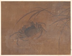 Crabs and Reeds (albumblad; blæk og farve på silke) af Unknown Artist