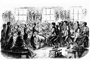 Dance Shakers. 1800-tals gravering. af Unknown artist