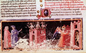 Dante og Virgil ved porten til Dite styret af furies (sang 9 fra Helvede, i den guddommelige komedie) - miniature af Unknown artist