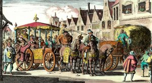 Henrik IV:s død: Mordet på Henrik IV (1553 - 1610) den 14. maj 1610 af Francois Ravaillac (1578 - 1610). Stik af det 17. århundrede. Privat samling. af Unknown artist