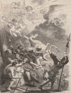 Sankt Lievin den Stores død (Livin eller Lebwin eller Livinus) som evangelist af Flandern, martyrdøden i 657/663. Indgravering fra 1868 i "Histoire de Belgique fra primitiv tid til slutningen af Leopold I