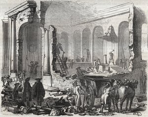Nedrivning af templet i Charenton i november 1685 efter tilbagekaldelsen af redigeringen af Nantes, 18. oktober af Unknown artist