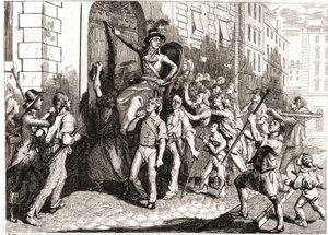 Ødelæggelse af bygningerne i Lyon under den franske revolution. af Unknown artist