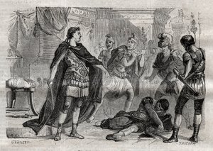 Diocletian (Caius Aurelius Valerius Diocletianus Augustus) (244-311) døende Lucius Flavius ​​Aer - indgravering i " "Dictionnaire populaire illustrious" - 1864 - af Joseph December og Edmond Allonier - af Unknown artist