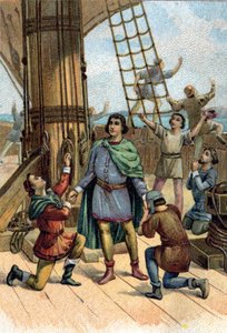 Discovery of America af Christopher Columbus (Cristoforo Colombo) i 1492. af Unknown artist