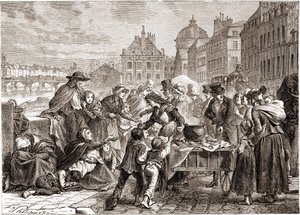 Uddeling af mad til sultne bønder omkring 1820 - i "" L