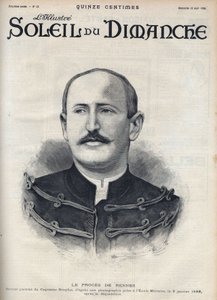 Dreyfus-sag: portræt af Alfred Dreyfus (1859-1935) efter hans fornedrelse under Rennes-processen. Indgravering i "" Le sun-du-dimanche"", 13. august af Unknown artist