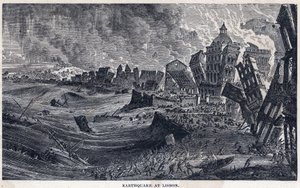 Jordskælv fra Lissabon til Portugal den 1. november 1755 af Unknown artist