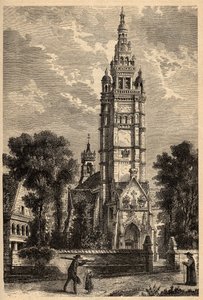 Kirken Notre Dame de Croaz Batz i Roscoff - Finistere - Bretagne - gravering i "" PATRIE" - PECTURESSE BESKRIVELSE AF FRANKRIG I 6 BIND AF LUCIEN HUARD - slutningen af ​​1800-tallet af Unknown artist