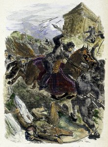Kejser Othon kæmper mod pavens bestikkede bands - i "Histoire des popes"", af Maurice Lachatre af Unknown artist
