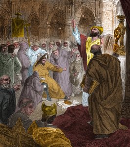 Slutningen af det merovingerske dynasti, 751: afsættelse af kong Childerik III (714-754) af Pepin the Brief (714-768). af Unknown artist