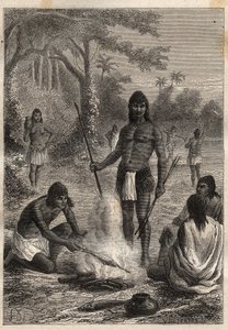 Ekspedition til Amerika (1799-1804) af Alexander von Humboldt (1769-1859) og Aime Bonpland (1773-1858): Omaguas-indianere (Amazonia, Peru) - illustration fra "The Great Mariners of the 18th century" af Unknown artist