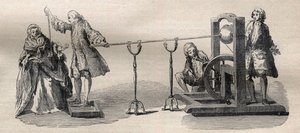 Erfaring lavet med Boze-maskinen: inflammation af vinens spiritus med spidsen af et sværd af Unknown artist