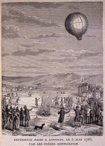 Eksperiment udført på Annonay den 5. juni 1783 af Montgolfier Brothers - i "" Les Contemporains", n.d. slutningen af det 19. århundrede. af Unknown artist