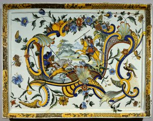 Fajancefad, der repræsenterer en vildsvinejagtscene - 1600-tallet - Paris, Musée Du Louvre af Unknown artist