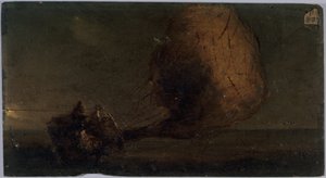 Faldende aerostat, ca. 1860 (olie på træ) af Unknown artist