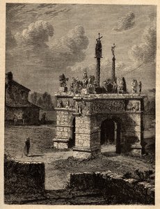 Finistere - Bretagne - Le calvaire de pleyben - Enclos paroissial de Pleyben - Pleyben Parish close - gravering i "" PATRIE" - PECTUREQUIRESSE BESKRIVELSE AF FRANKRIG I 6 BIND AF LUCIEN HUARD - slutningen af ​​1800-tallet af Unknown artist