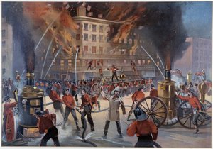 Brand- og brandmænd i New York af Unknown artist