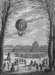 Første lufttur til en brintgasaerostat af Charles og Robert, 1. december af Unknown artist