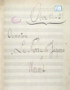 Første side med noder til obo af Le nozze di Figaro, opera af Mozart (1800-tallet) af Unknown artist