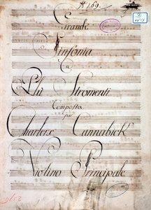 Første side med noder til Den Store Symfoni (Op. 8) af Carl August Cannabich af Unknown artist