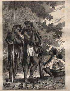 Første rejse (1768-1771) af kaptajn James Cook (1728-1779): en neo-zelandansk familie (Neo Zelandaise) - illustration taget fra "The Great Mariners of the 18th century"" af Unknown artist