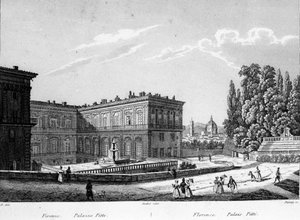 Firenze: Udsigt over Pitti-paladset i begyndelsen af det 19. århundrede. af Unknown artist