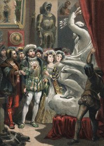 Francois I (1494-1547), konge af Frankrig, ved den italienske billedhugger Benvenuto Cellini (1500-1571) gravering fra 1881 i "" Skønhedskulten"" af Juan Justo Huguet, Molinas Hermanos editores af Unknown artist