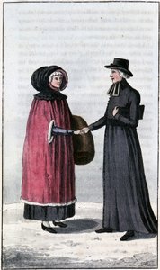 fransk canadisk dame, jeune francaise canadienne; i "Rejser gennem Canada og Nordamerikas Forenede Stater 1806-1808", af John Lambert, red. London af Unknown artist
