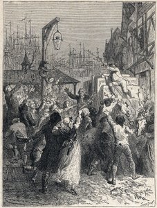 Fransk Revolution: Triumf for Honore Gabriel (Honore-Gabriel) Riqueti, greve af Mirabeau (1749-1791) gik ind i byen Marseille i 1789. Gravering fra 1889. Privat samling. af Unknown artist