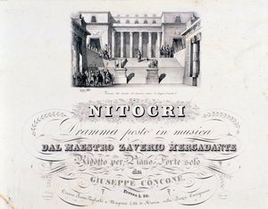 Frontispice of Nitocri, værk af Mercadante af Unknown artist