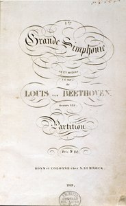 Frontispice af den første tyske udgave af partituret til Symfoni n. 1 i C-dur af den tyske komponist Ludwig van Beethoven (1770-1827) (1799-1800). Bonn af Unknown artist