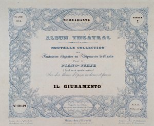 Frontispice af operaen Il Giuramento, af Mercadante (1837) af Unknown artist